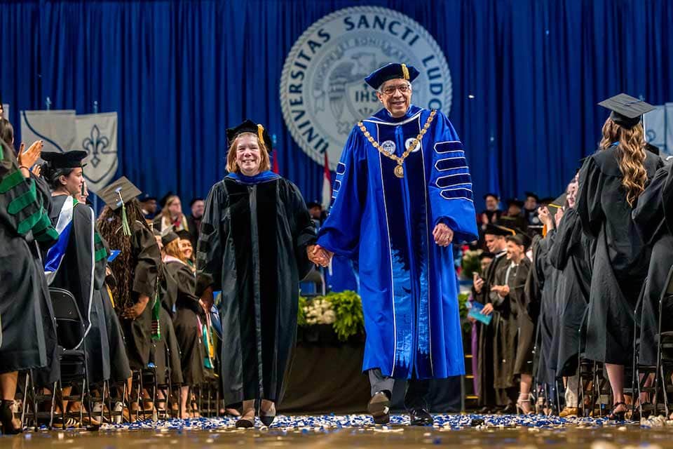 President Fred P. Pestello speaking at the 2022 Mid-Year Commencement