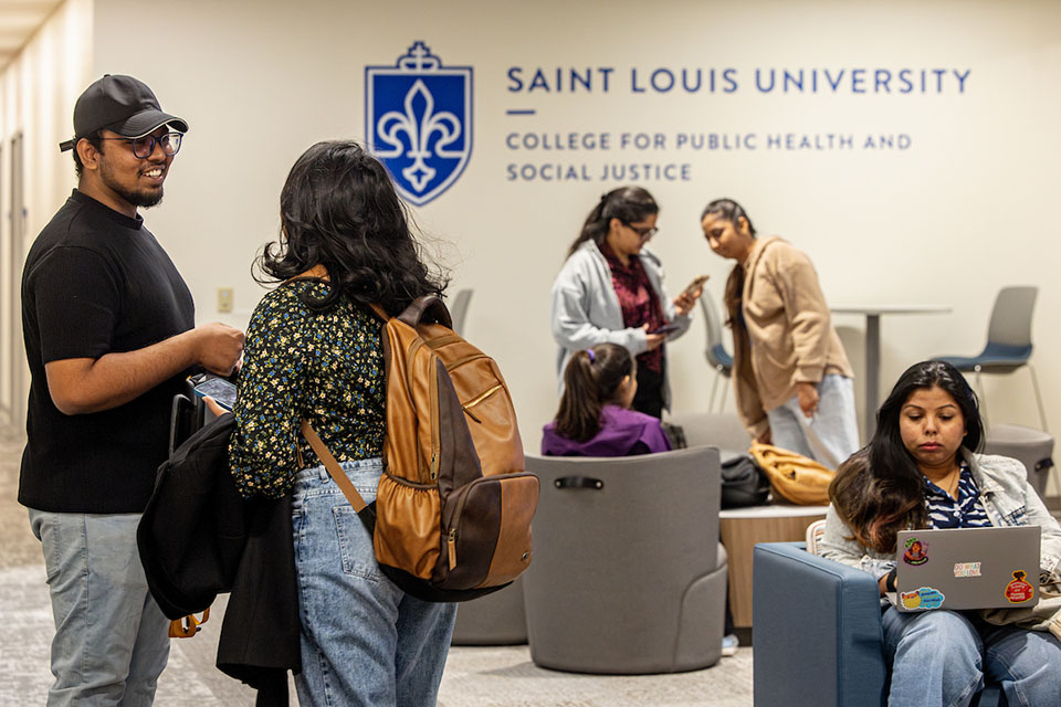 Students gather at the college for public health and social justice new space