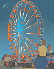 St. Louis Wheel at Union Station, illustration by Janet Muhm