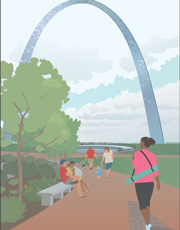Gateway Arch, illustration by Janet Muhm 