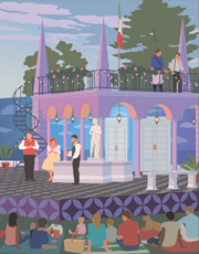 Shakespeare in the Park, illustration by Janet Muhm